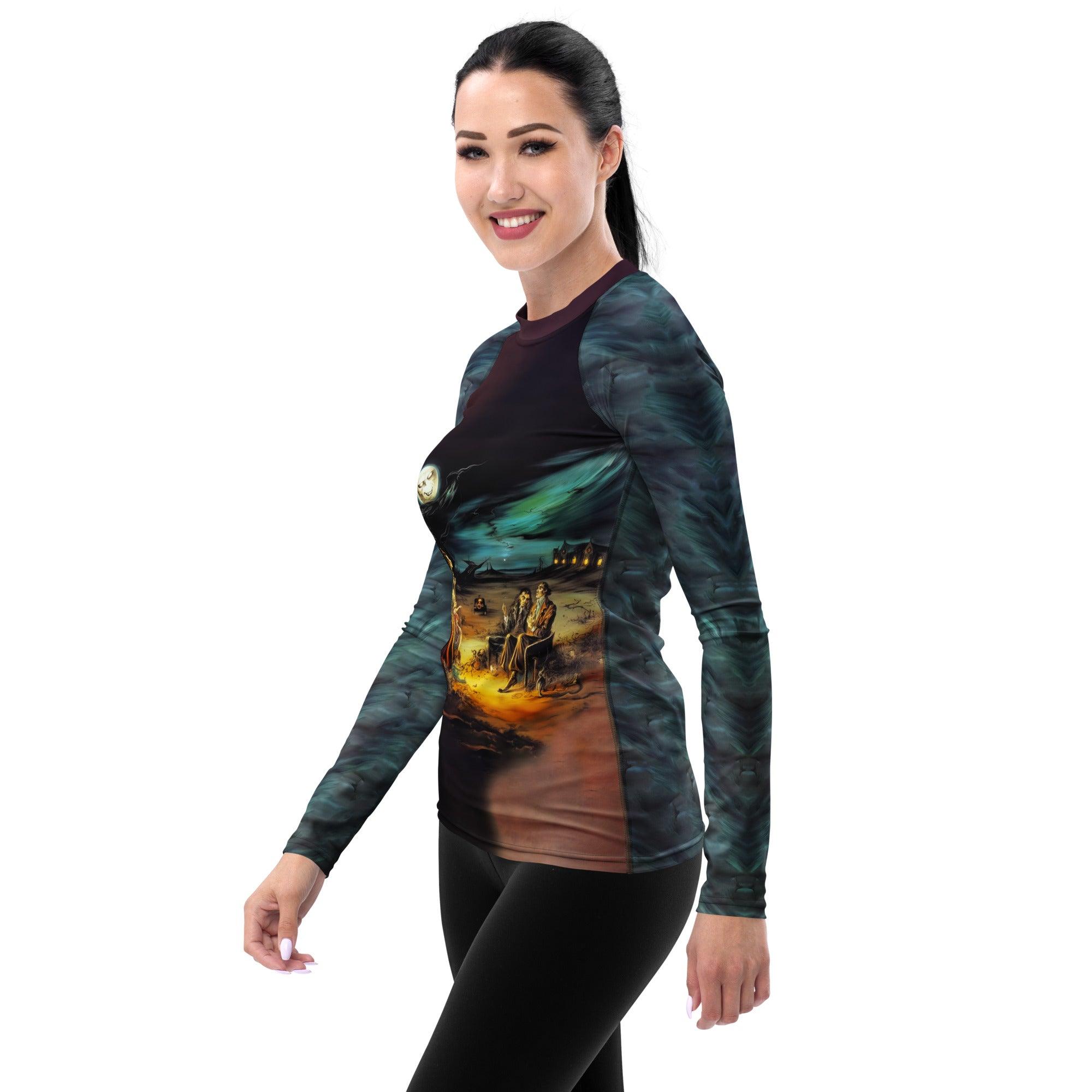 Haunted Coastline All-Over Print Women's Rash Guard Surfing The Spooky Seas - Beyond T-shirts