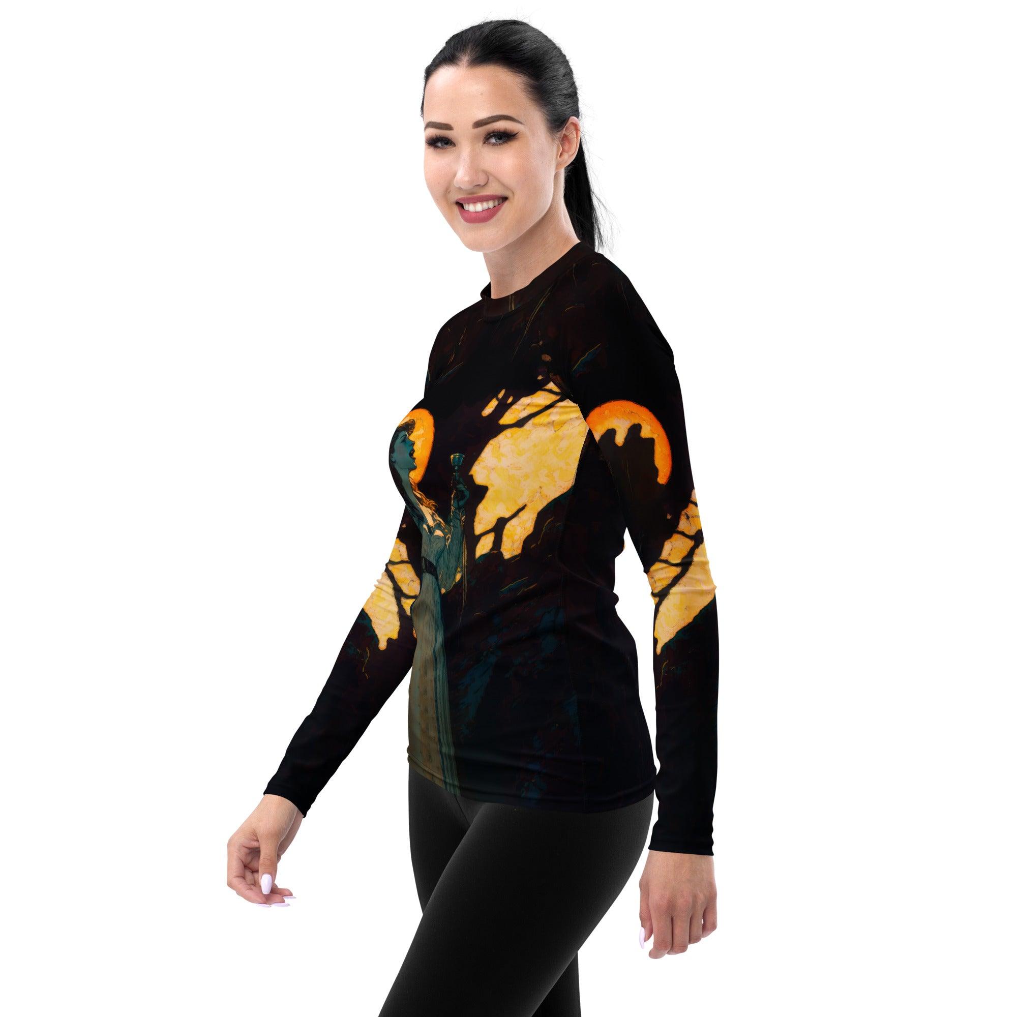 Tune Wave All-Over Print Women's Rash Guard - Music-Inspired Beachwear - Beyond T-shirts