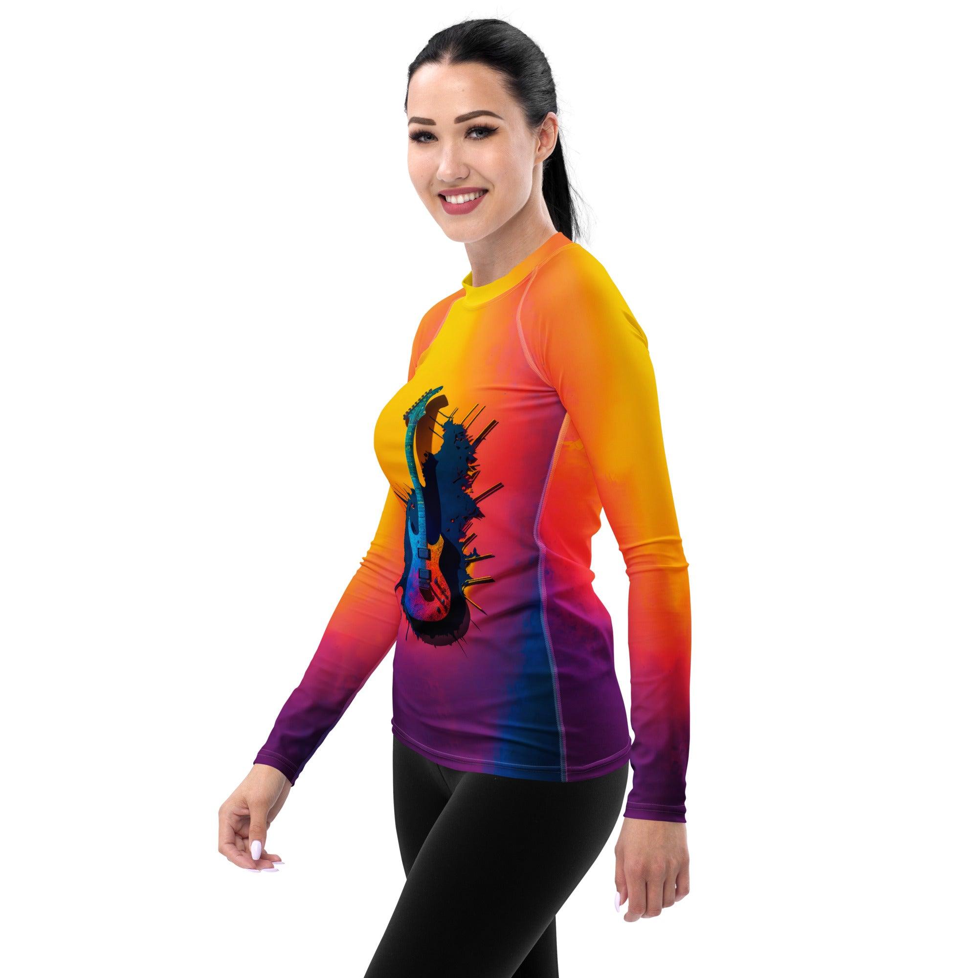 Symphony Splash Women's Rash Guard - Musical Notes Beachwear - Beyond T-shirts