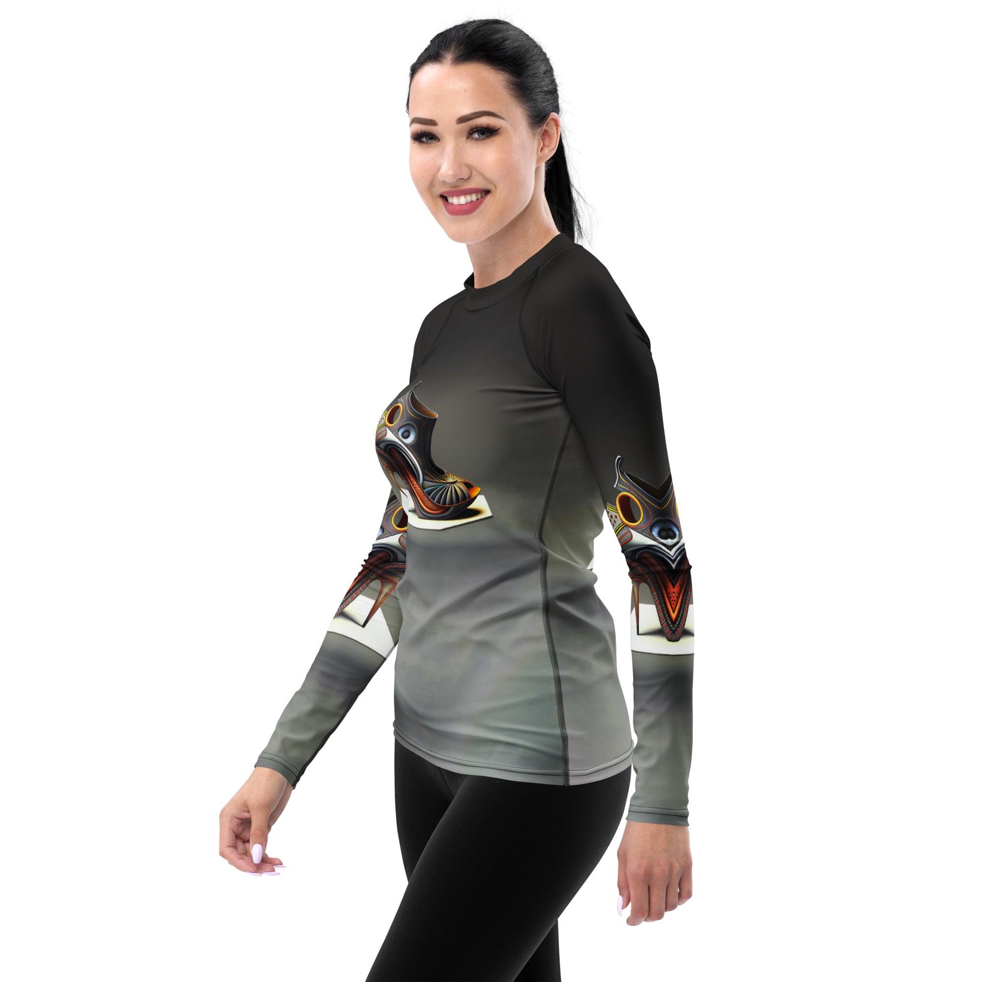 Stellar Glide Futuristic Shoes Women's Rash Guard - Beyond T-shirts