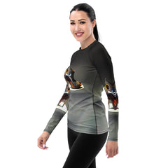 Stellar Glide Futuristic Shoes Women's Rash Guard - Beyond T-shirts