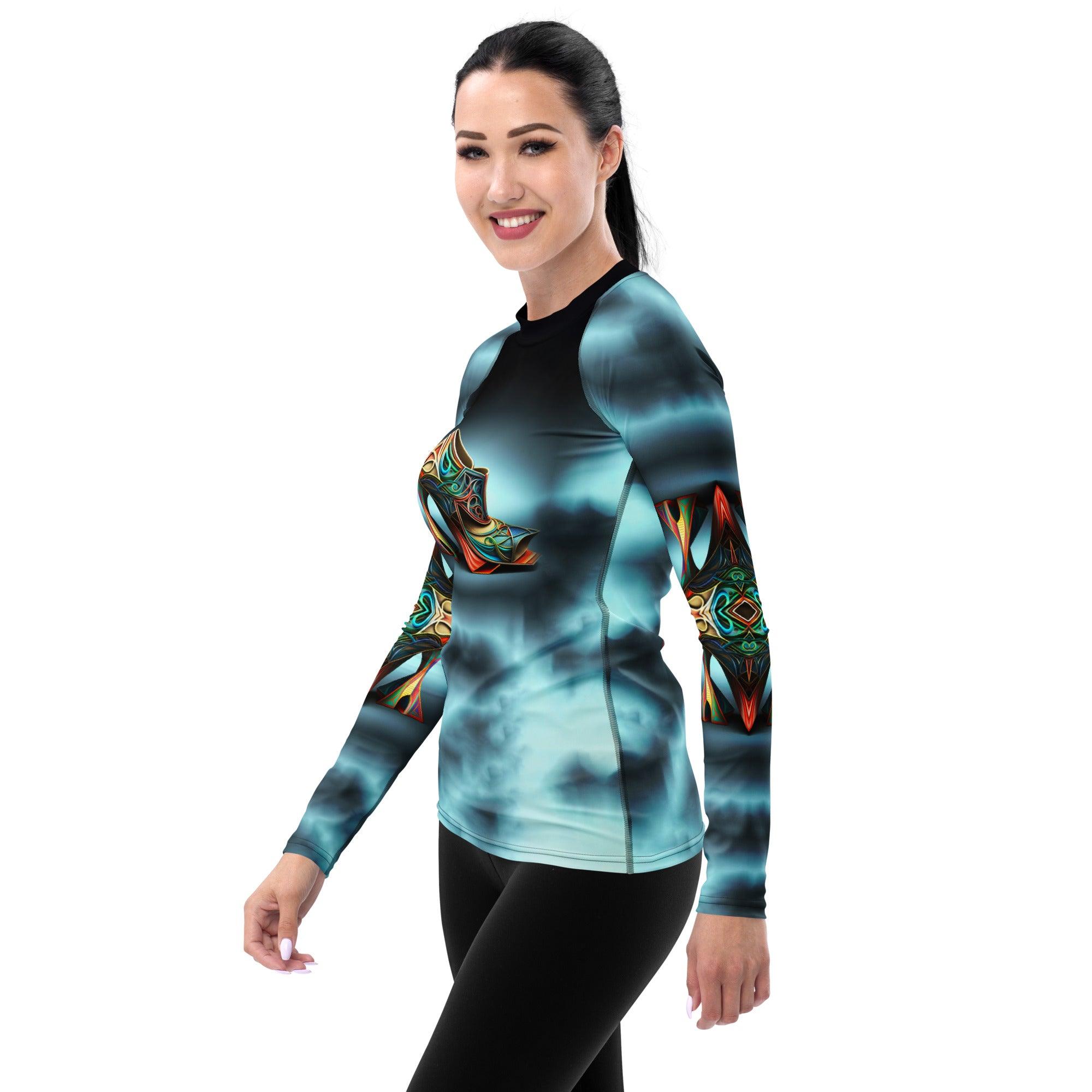 Radiant Nexus Futuristic Shoes Women's Rash Guard - Beyond T-shirts