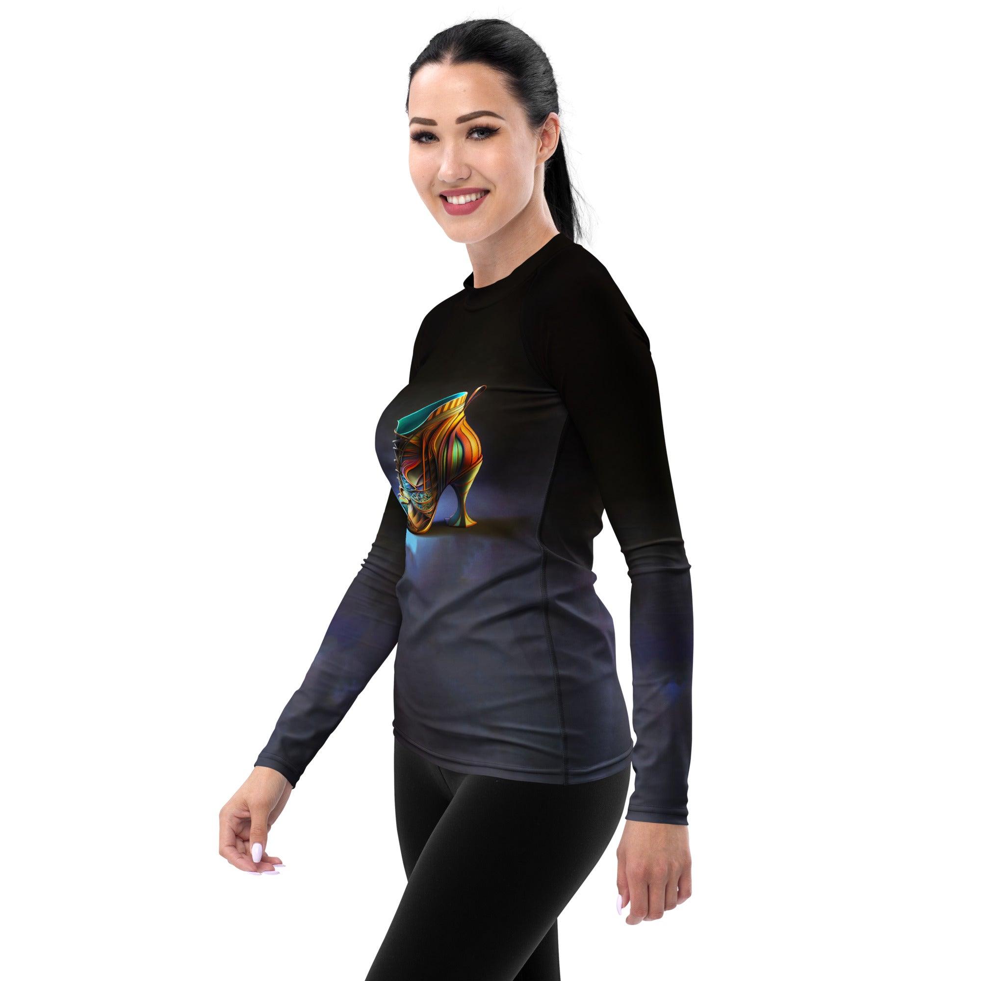 Nebula Stride Futuristic Shoes Women's Rash Guard - Beyond T-shirts