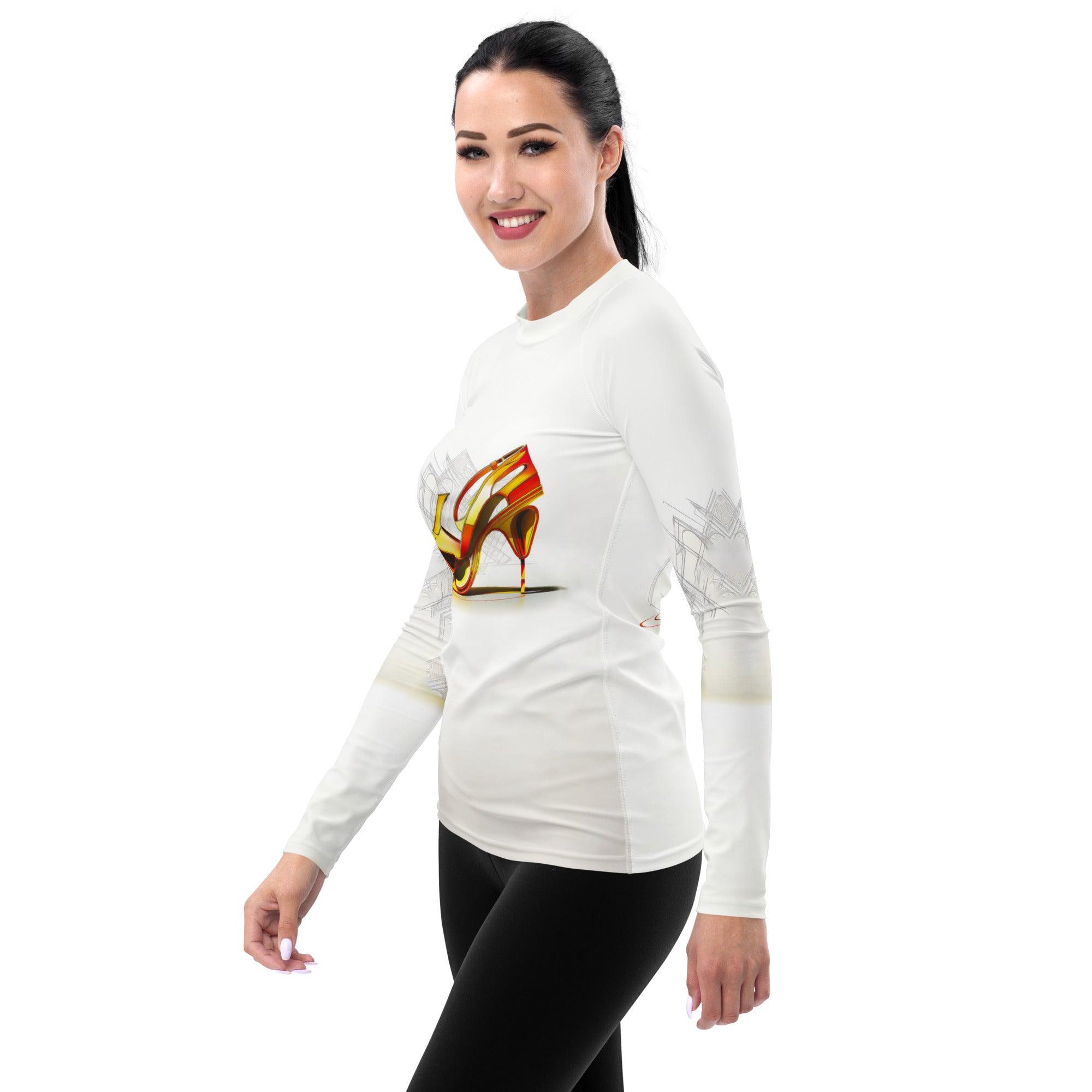 Quantum Elegance Futuristic Shoes Women's Rash Guard - Beyond T-shirts