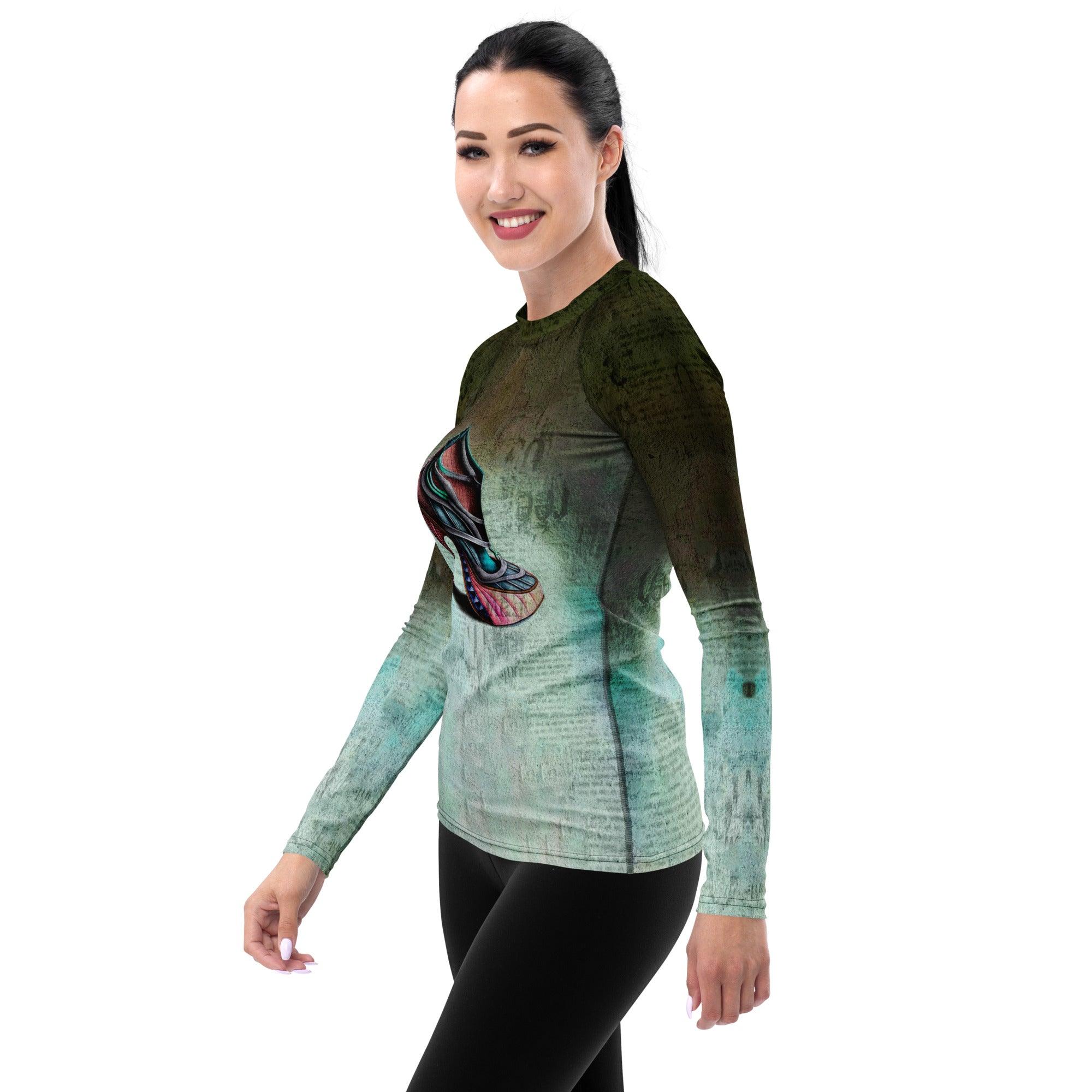 Nebula Stride Futuristic Shoes Women's Rash Guard - Beyond T-shirts