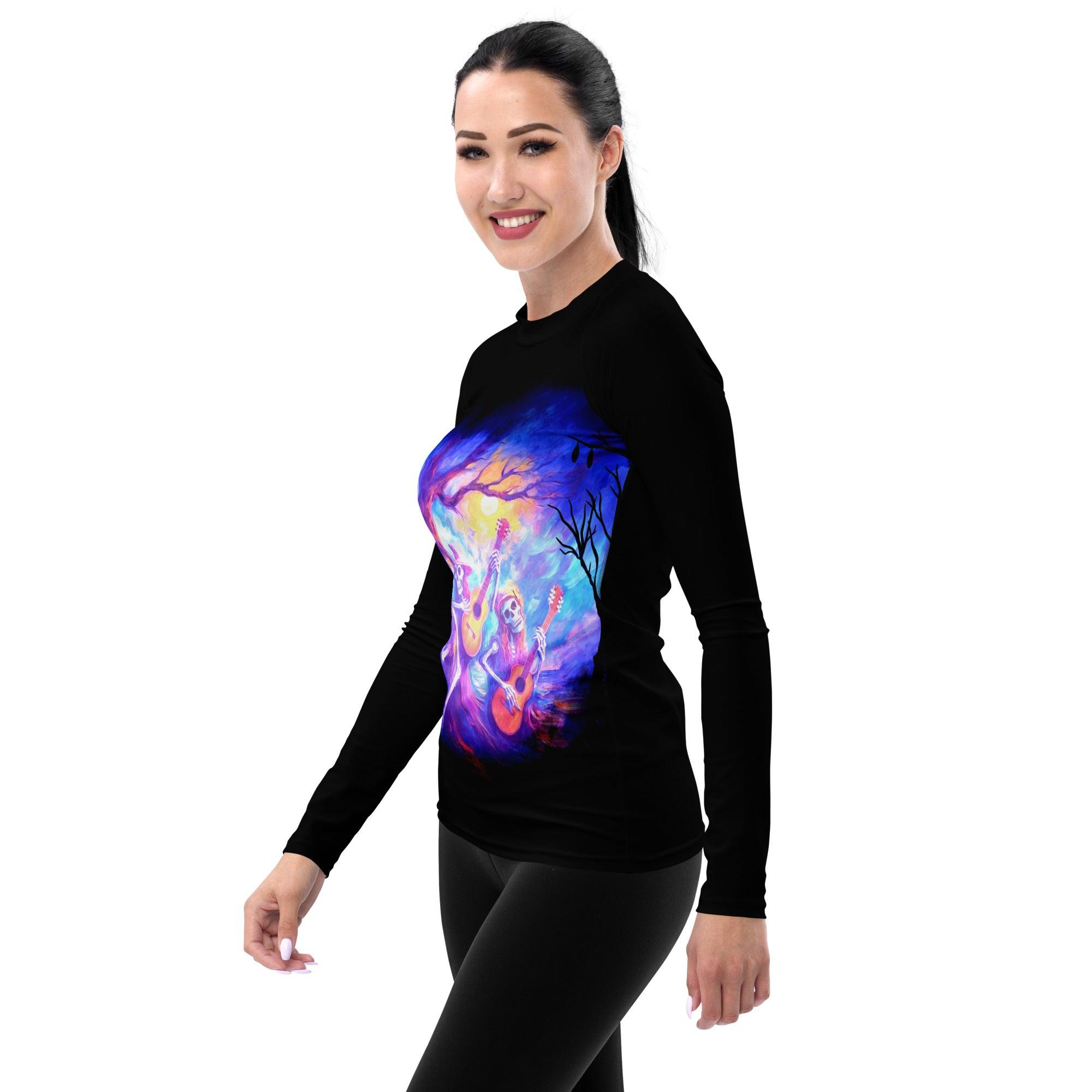 Moonlit Bats Halloween Women's Rash Guard - Beyond T-shirts