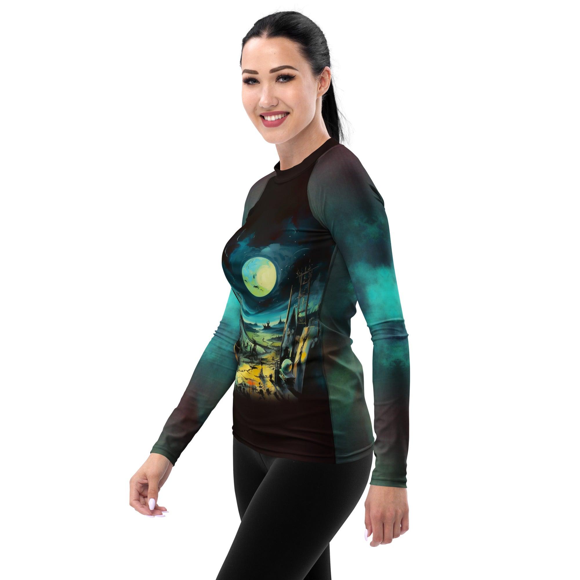 Mystical Cat Halloween Women's Rash Guard - Beyond T-shirts