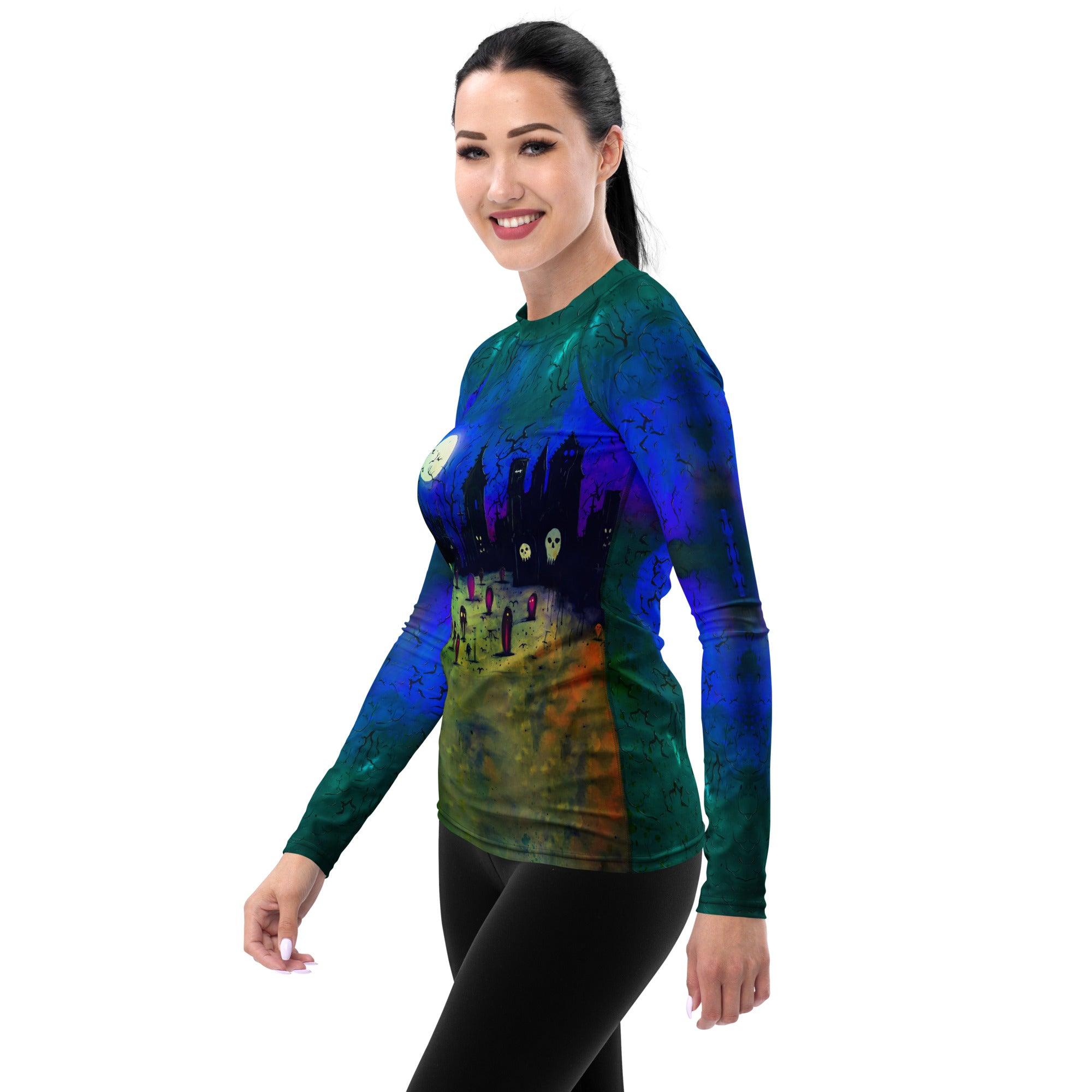 Full Moon Frights Halloween Women's Rash Guard - Beyond T-shirts