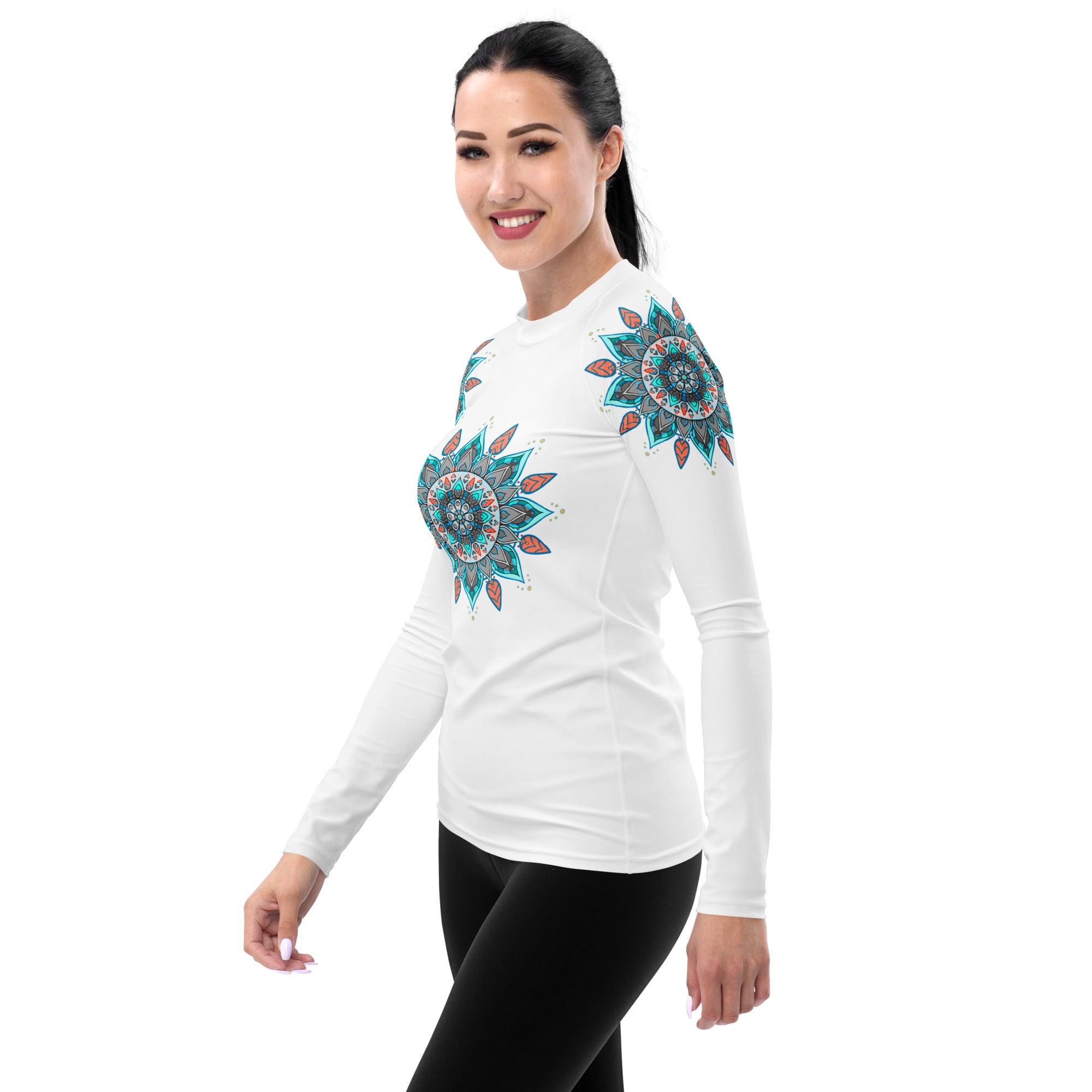 Radiant Sunburst Mandala Women's Rash Guard - Beyond T-shirts