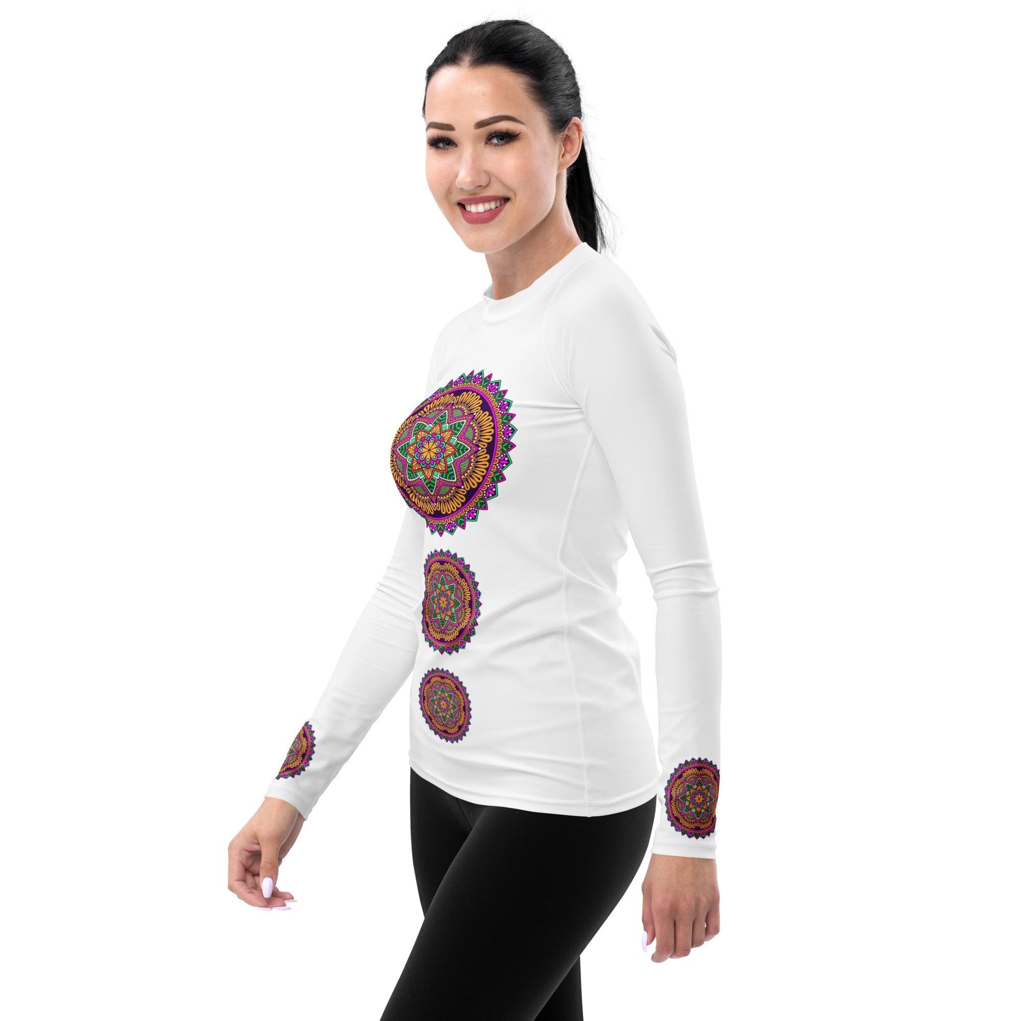 Floral Mandala Women's Rash Guard - Beyond T-shirts