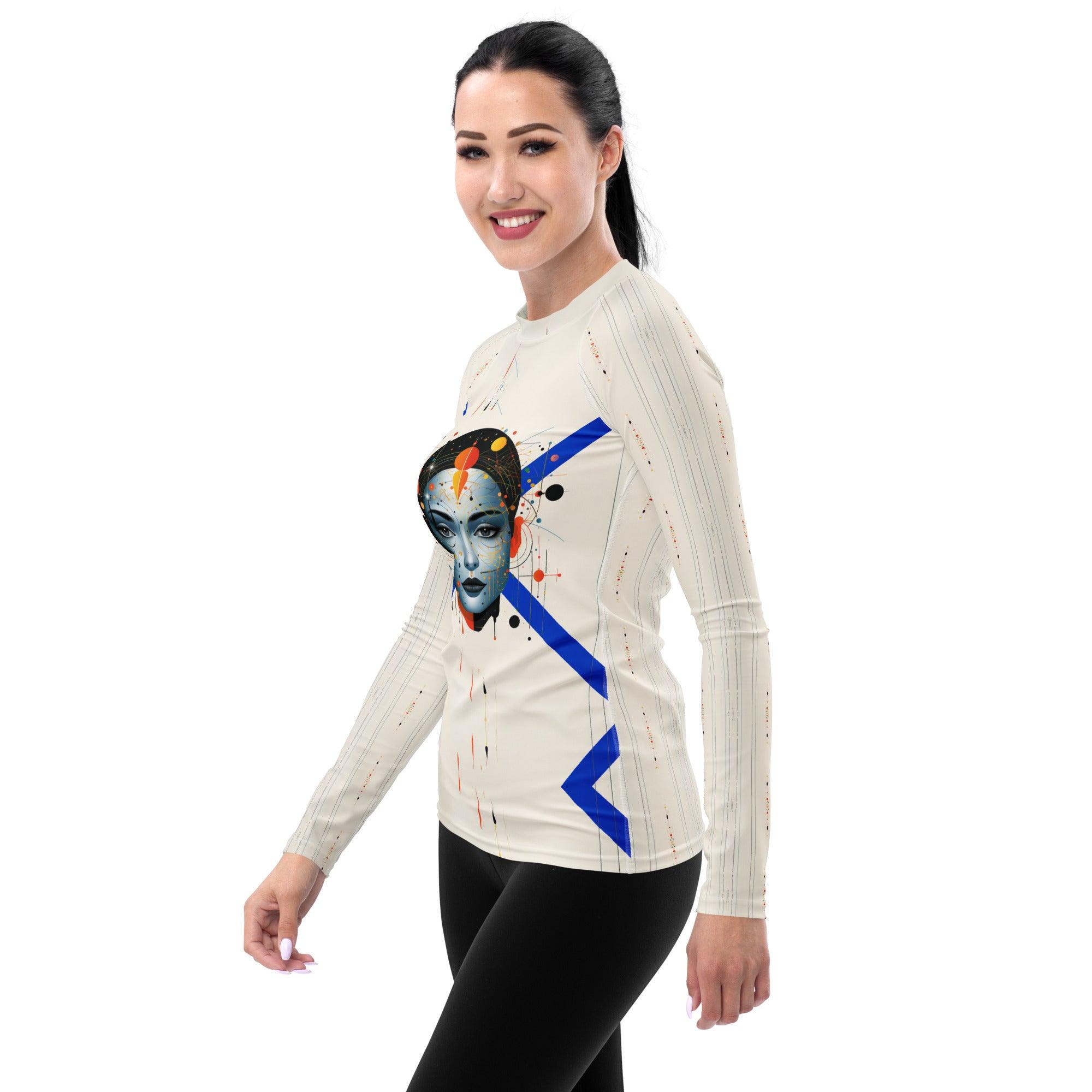 Empowerment in Abstract Elegance: Women's Art Rash Guard - Beyond T-shirts