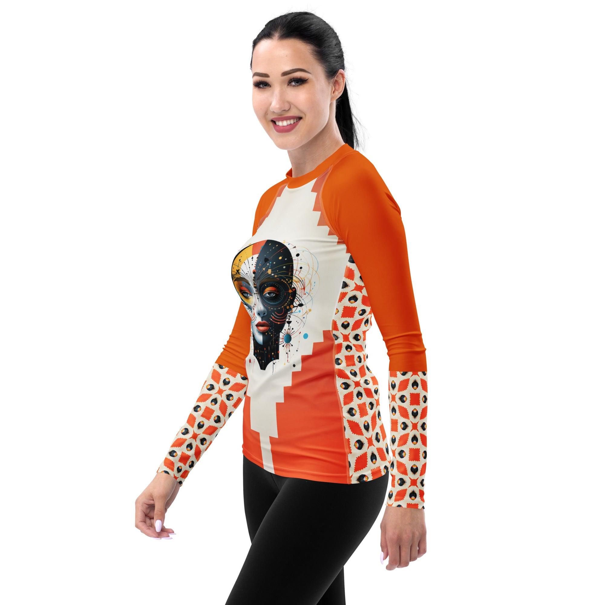 Feminine Energy in Abstract Beauty: Women's Painting Rash Guard - Beyond T-shirts