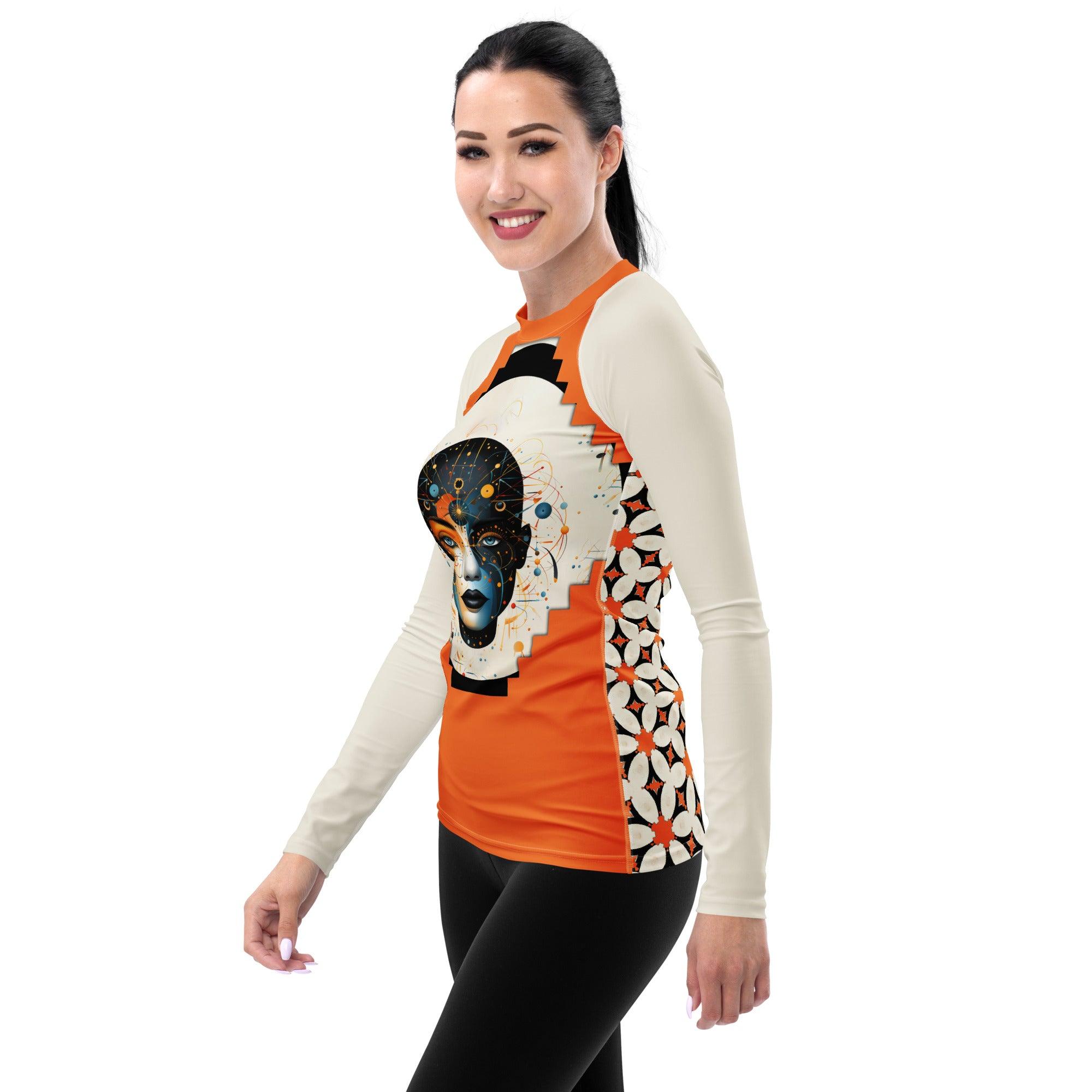 Abstract Goddesses in Harmony: Women's Painting Rash Guard - Beyond T-shirts