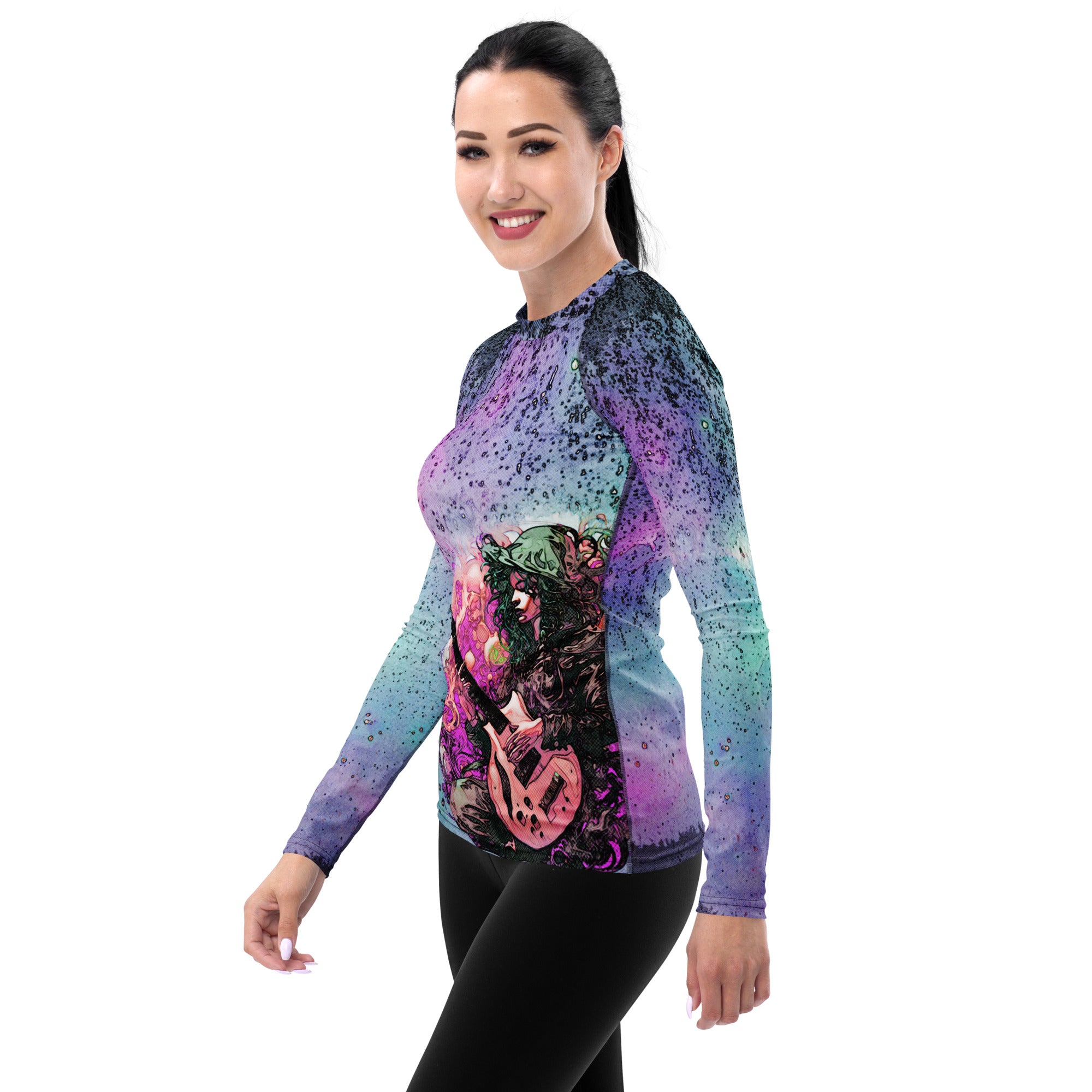 Tuneful Turtle Tapestry Women's Rash Guard