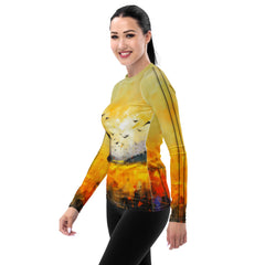 Moonlit Beach Landscape Rash Guard