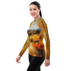 Sunlit Shoreline Adventure All-Over Print Women's Rash Guard