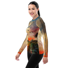 Coastal Breeze Escape All-Over Print Women's Rash Guard