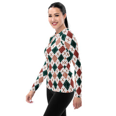 Chic Diamond Waves All-Over Print Women's Rash Guard