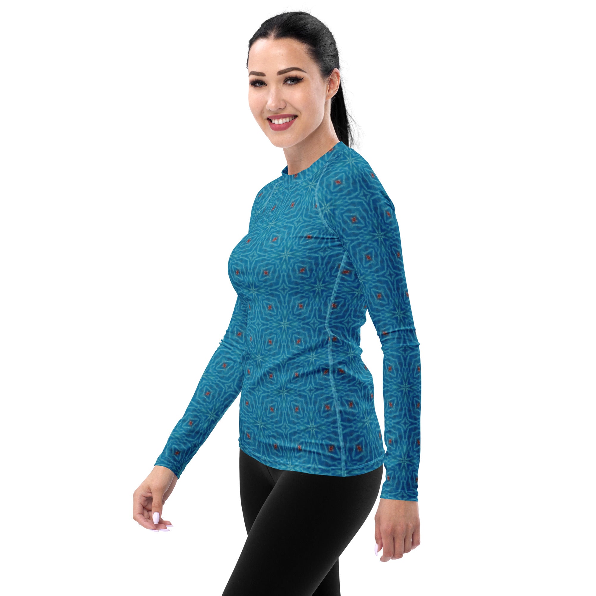 Vibrant Floral Pattern Women's Rash Guard