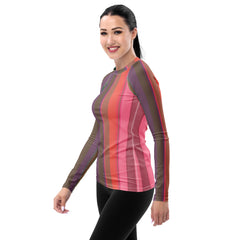 Electric Sunrise Colorful Stripe All-Over Print Women's Rash Guard