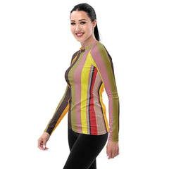 Tropical Bliss Colorful Stripe All-Over Print Women's Rash Guard