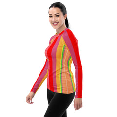 Neon Dreams Colorful Stripe All-Over Print Women's Rash Guard