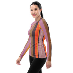 Cosmic Carnival Colorful Stripe All-Over Print Women's Rash Guard