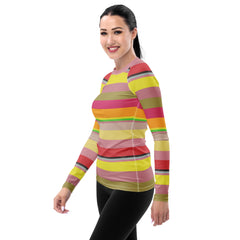 Paradise Palette Colorful Stripe All-Over Print Women's Rash Guard