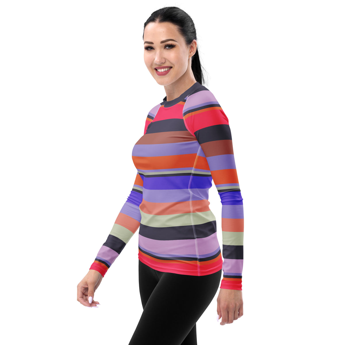 Carnival Confetti Colorful Stripe All-Over Print Women's Rash Guard