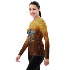 Lively Lion Pride Women's Rash Guard - front view on model.