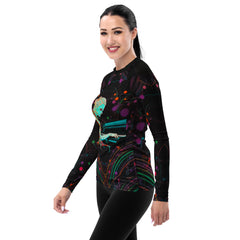 Stylish Dynamic Doodle Women's Rash Guard - Perfect for Water Sports