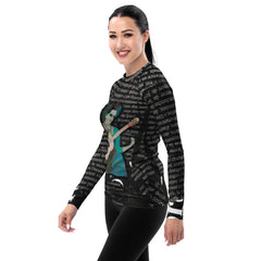 Stylish and UV protective Whirlwind of Color Rash Guard for women.