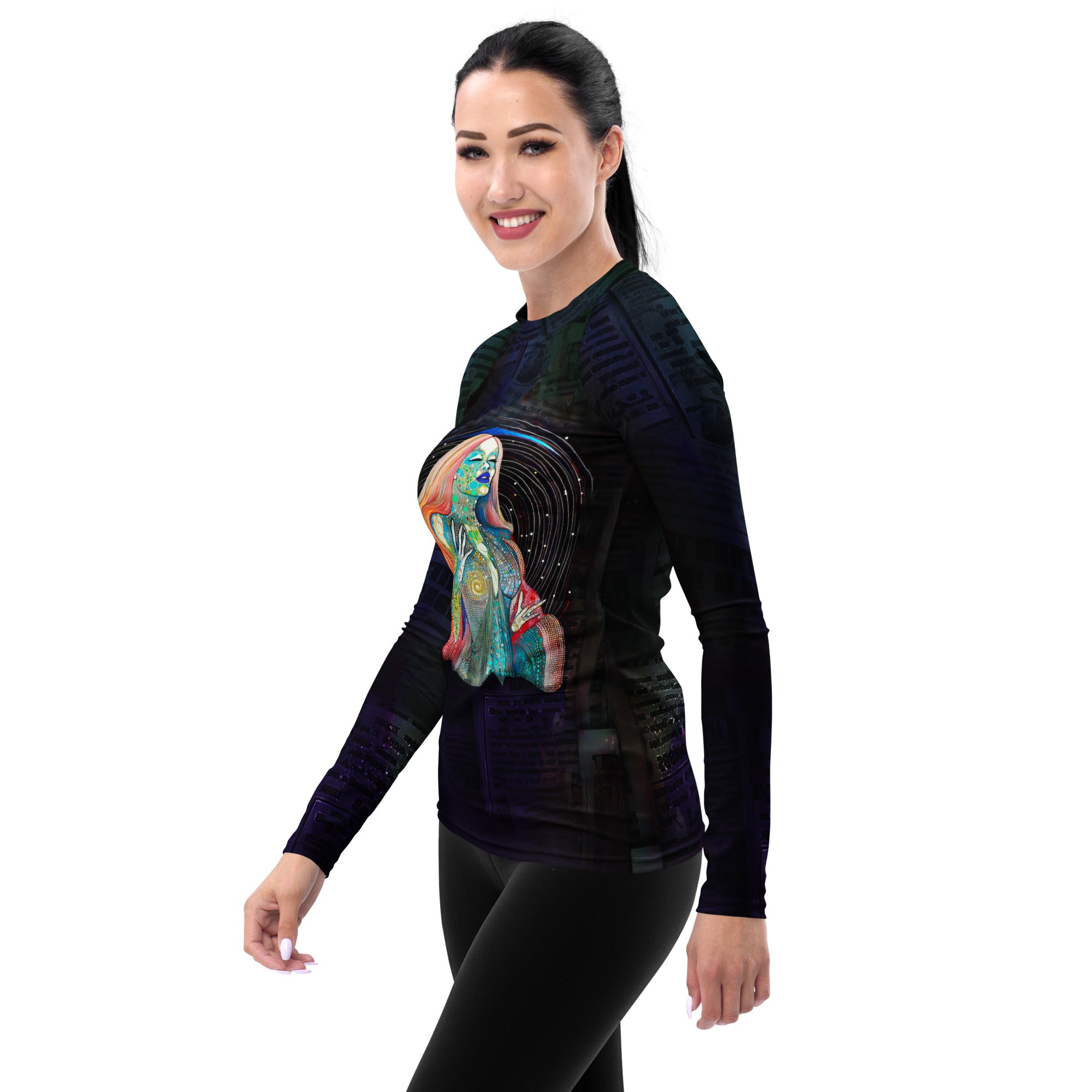 Back view of Women's Whimsical Wonder Rash Guard