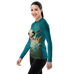 Close-up of Design on Peaceful Petals Women's Rash Guard