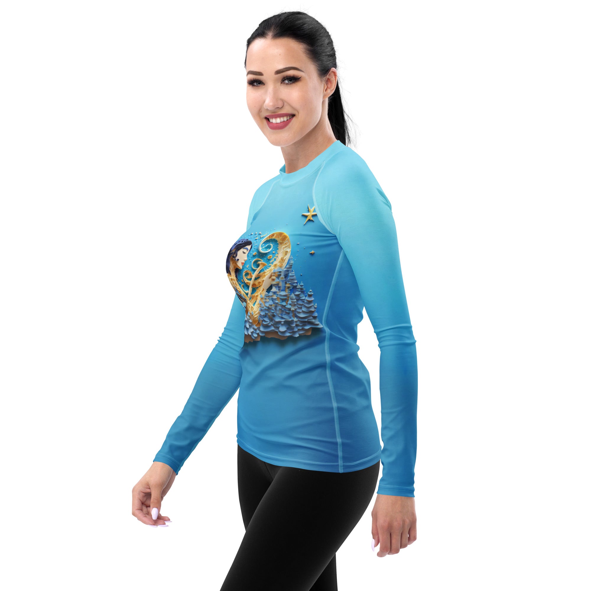 Geometric Wave Women's Rash Guard side view.