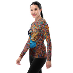 Kirigami Butterfly Garden Women's Rash Guard side view.