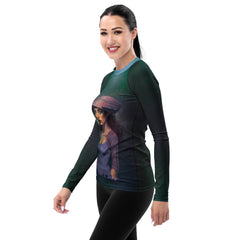 Boho Bliss All-Over Print Women's Rash Guard side view.