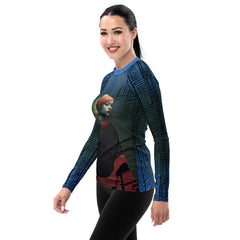 Modern Muse All-Over Print Women's Rash Guard side view.