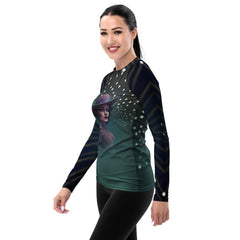 Bohemian Rhapsody All-Over Print Women's Rash Guard side view.