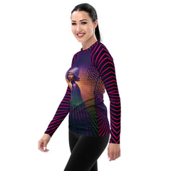 Floral Symphony All-Over Print Women's Rash Guard side view.