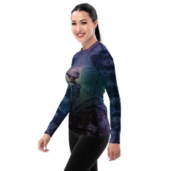 Cosmic Cascade All-Over Print Women's Rash Guard side view.