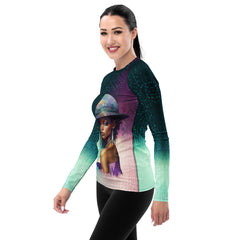 Wild Wonder All-Over Print Women's Rash Guard side view.