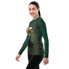 Floral Essence All-Over Print Women's Rash Guard side view.