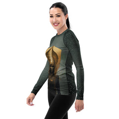 UV protective women's rash guard with chic geometric prints