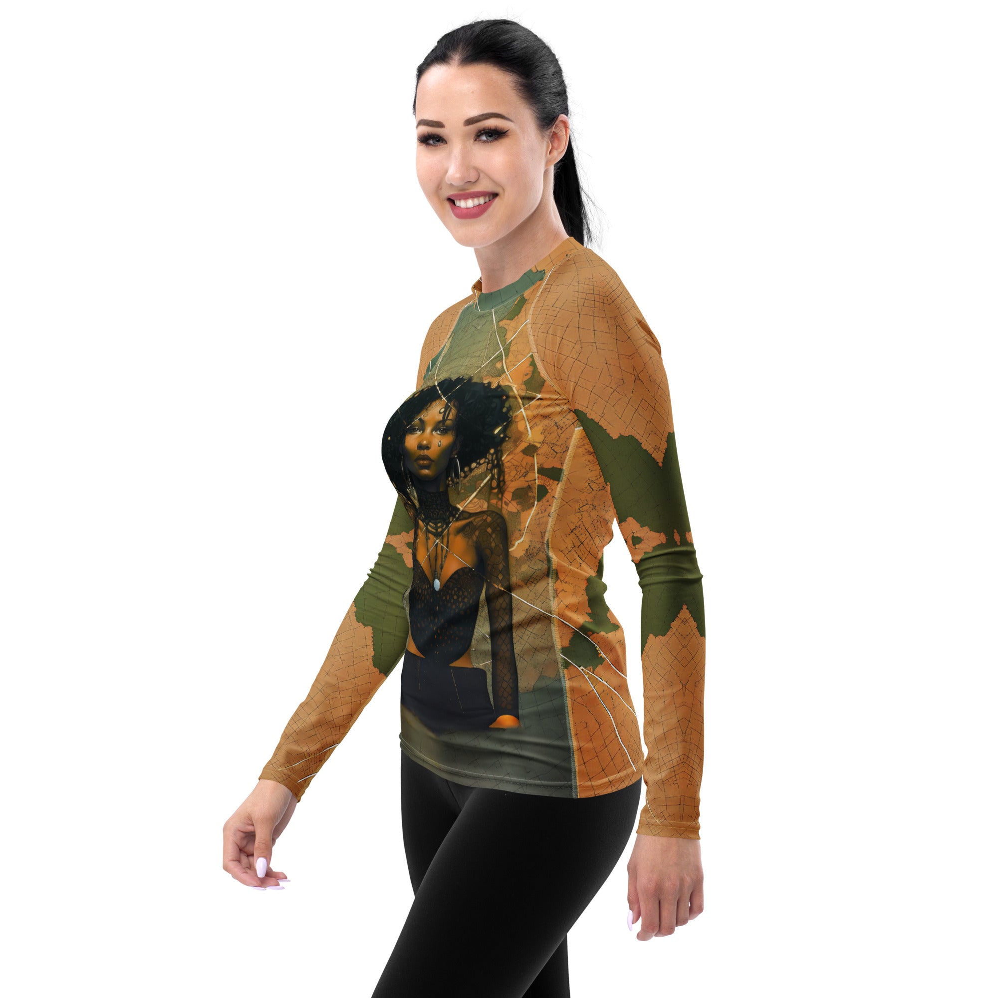 Protective Bohemian Rhapsody rash guard for stylish beach outings.