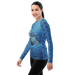 UV protective women's rash guard in jungle theme.