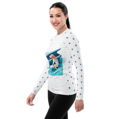 Stylish and protective Kirigami Koi Pond Rash Guard for women.