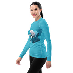 Protective Rash Guard with Sakura Blossom pattern for women.