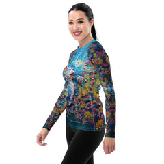 Close-up of Kirigami Lotus Serenity Women's Rash Guard pattern.