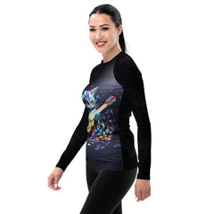 Abstract Artistry Kirigami Women's Rash Guard side view.